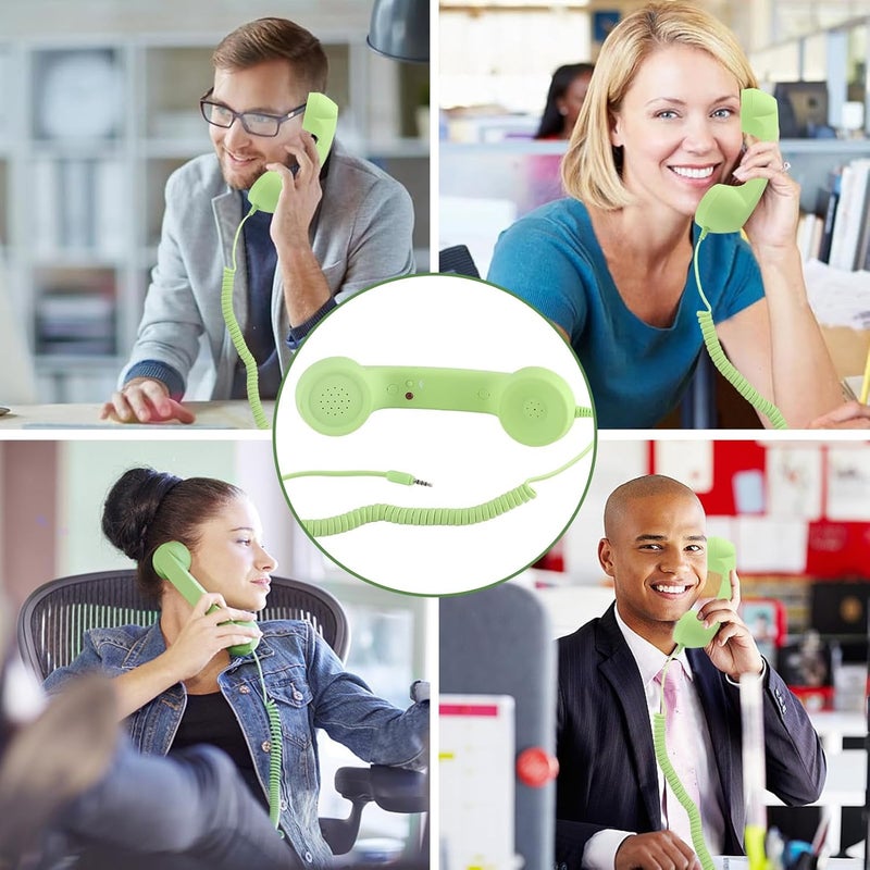 Beufee Retro Phone Handset, Telephone Handset for Cellphone with 3.5mm Jack Mobile Phone Receiver Old Telephone Headset Handheld Receiver for Cell Phone(Green) - Image 3